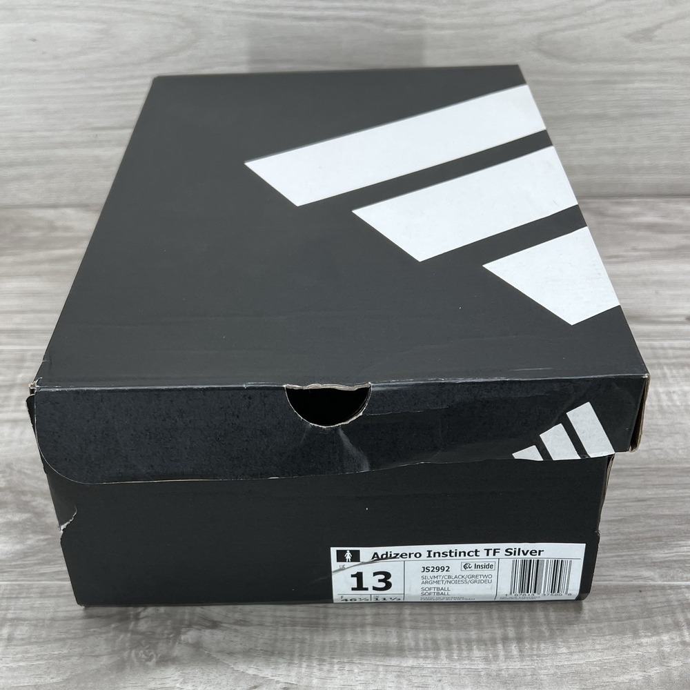 Adidas Adizero Instinct TF Softball Cleats Silver Black Women 13 / Men 12 JS2992 - Picture 8 of 9